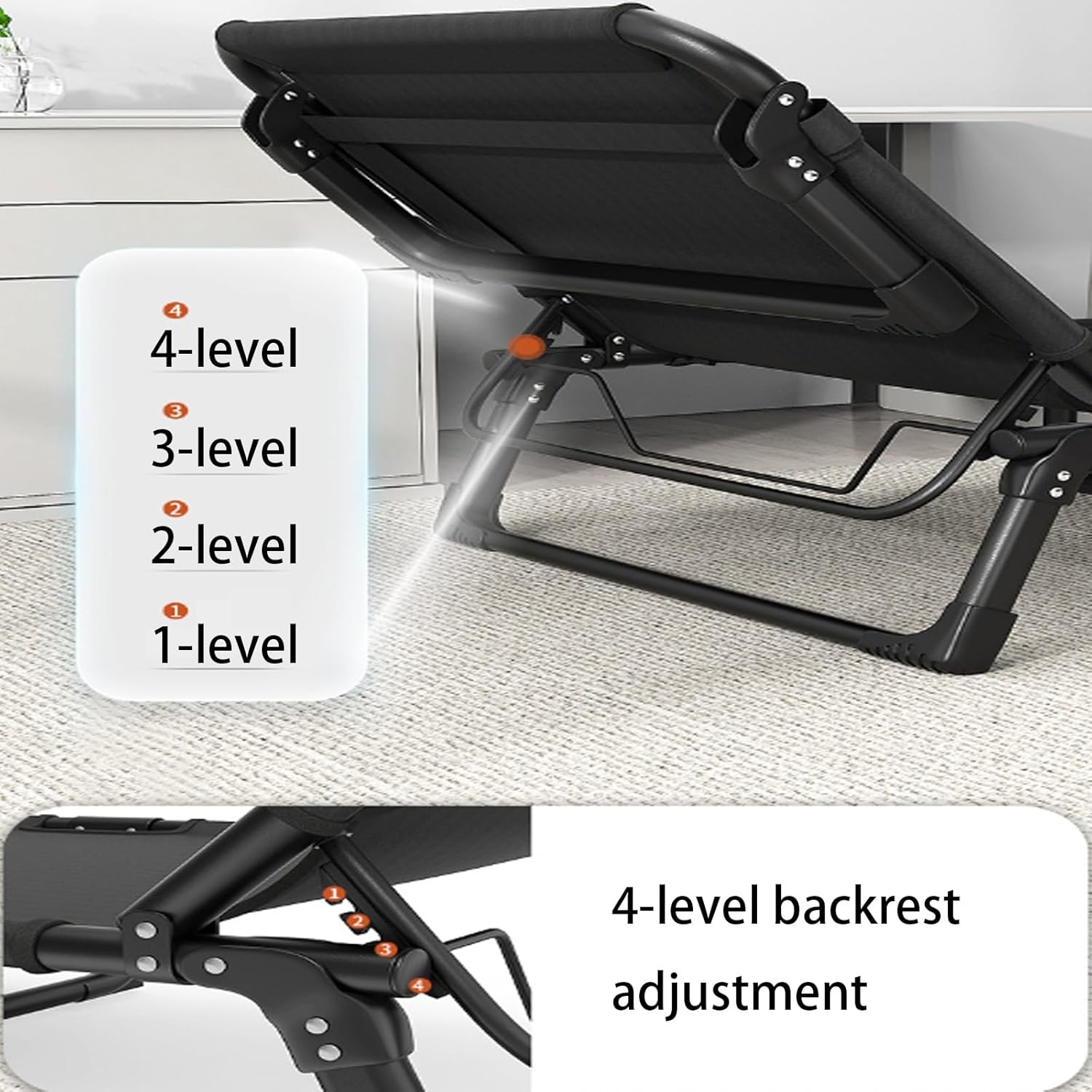 Folding Rollaway Bed, Camping Cot for Adults with Pillow, Portable Fold Up Guest Bed with Sturdy Steel Frame, 4 Position Adjustable for Indoor & Outdoor Activity(Black,190 * 68