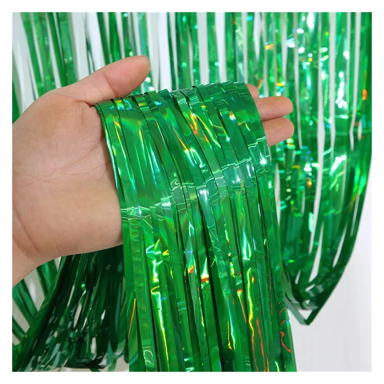 EnxJire Fringe Backdrop Curtain 1x2M Tinsel Foil Fringe Backdrop Curtains Background for Wedding Photo Booth DIY Party Decorations(Green)