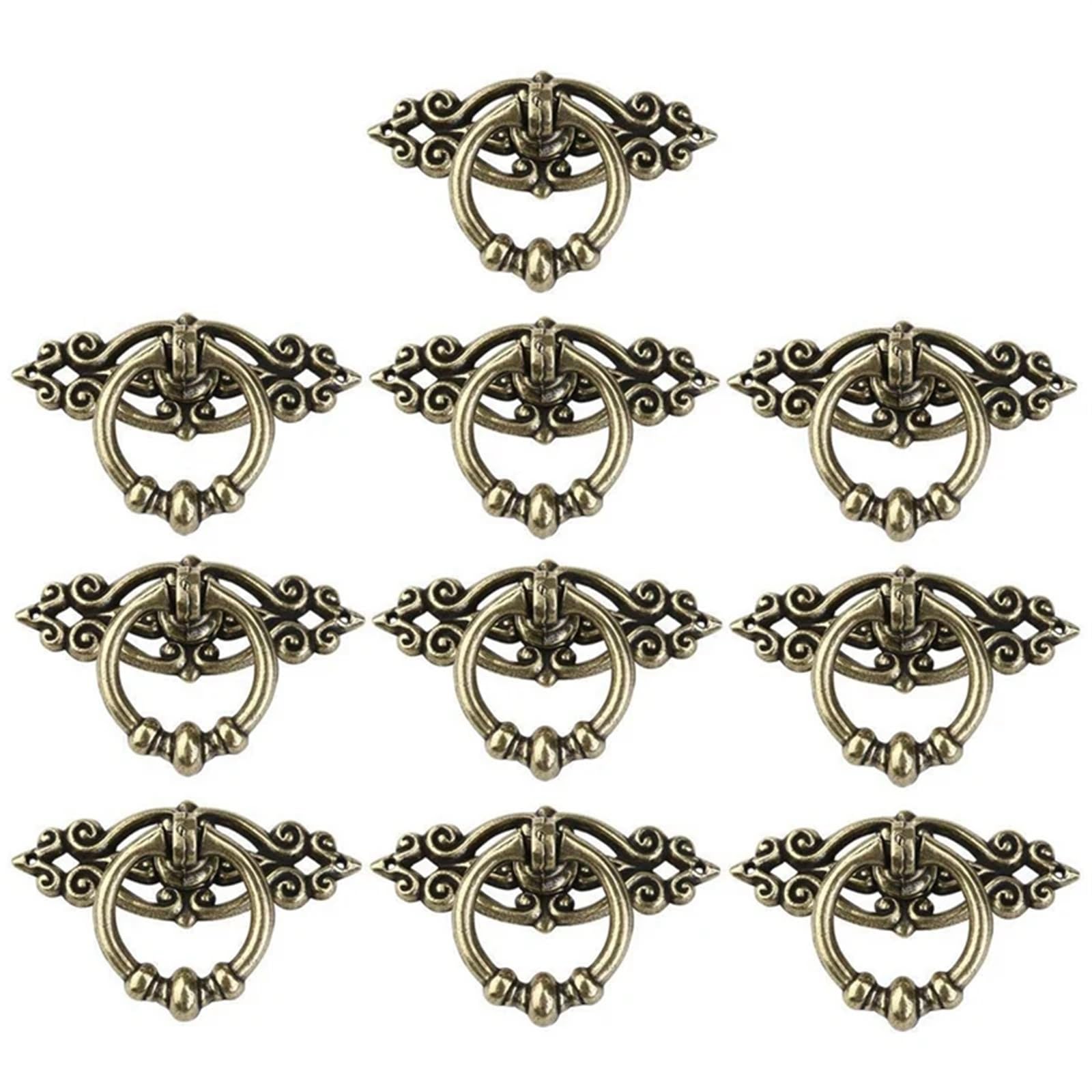 10 maniglie vintage for armadietti da cucina, armadietti, cassettiere, ante e cassetti (ottone antico)