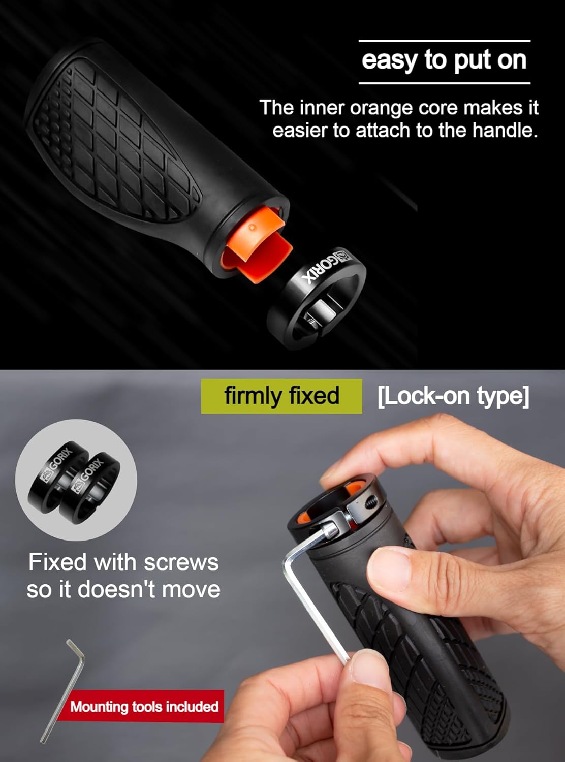 GORIX Bike Ergo Grips Bar End Cycle Lock On Handlebar Mountain Bicycle MTB [95mmｘ95mm・128mmｘ95mm](GX-AGOO)