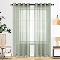 Vista 55 de Cortinas traslúcidas terracota de 84 pulgadas de largo para sala de estar y dormitorio, con ojales, estilo bohemio, aireadas, transparentes, de lino
