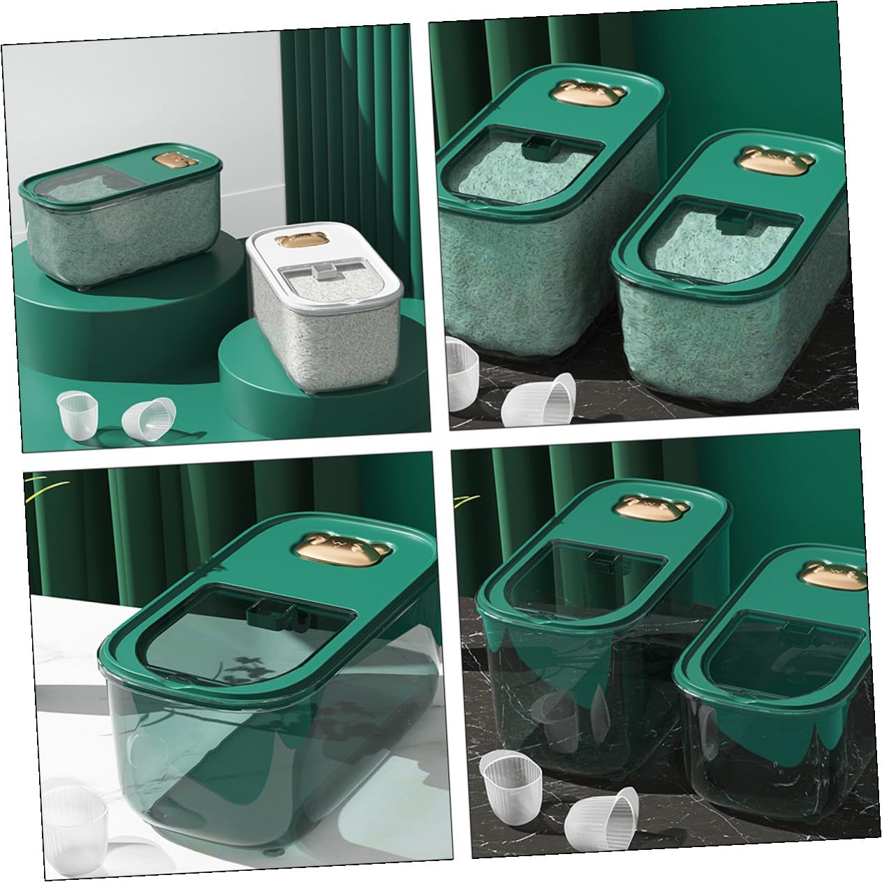 Airtight Plastic Rice Storage Bucket 10lb Moisture-proof Thickened Grain Container with Lid for Kitchen Pantry Organization