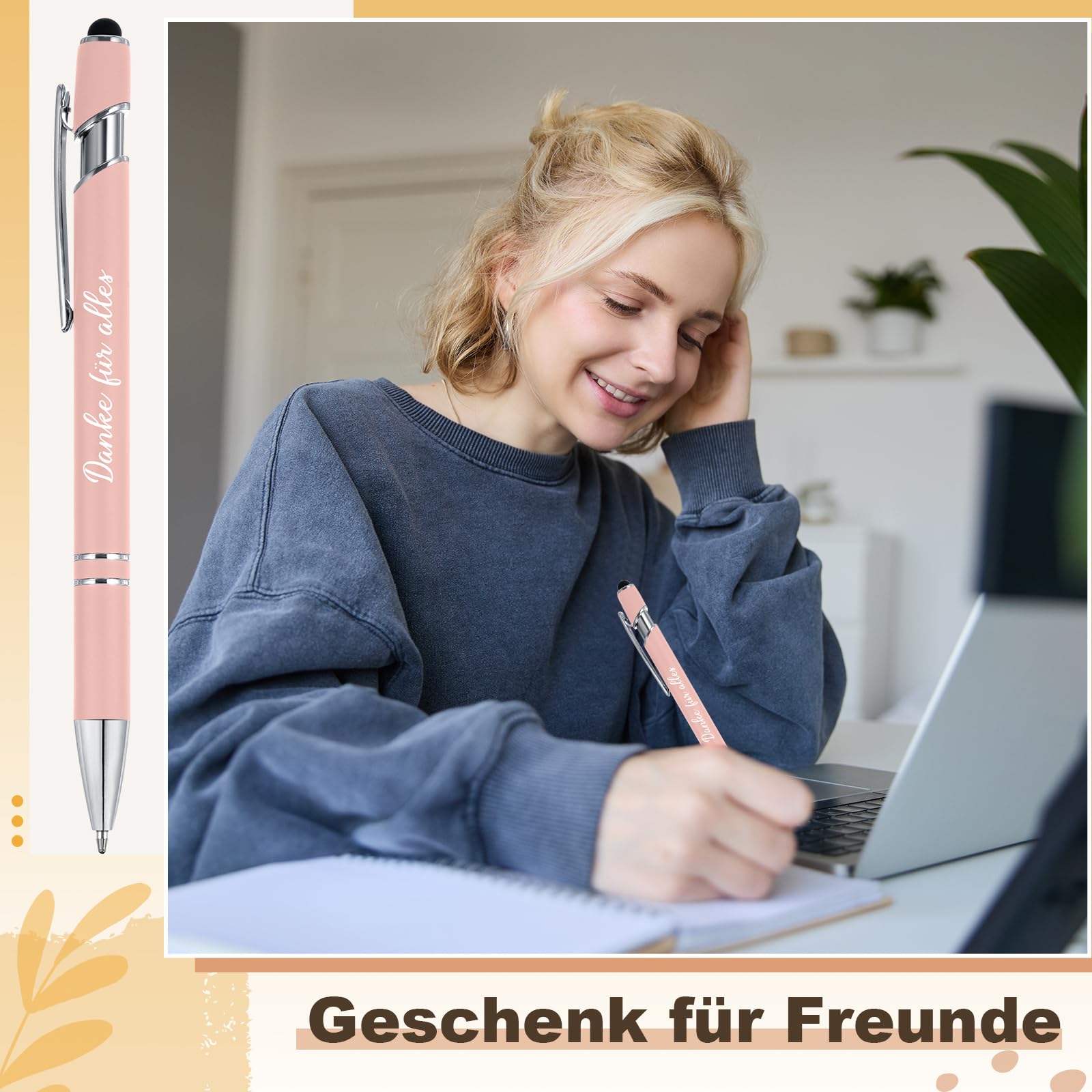 Tenare 20 Stück Dankeschön Kugelschreiber Danke für Alles Druckkugelschreiber mit Gravur Metall Zitate Stift Abschiedsgeschenk mit Touchstift für Lehrer Mitarbeiter Kollegen Büro(Macaron Farben)