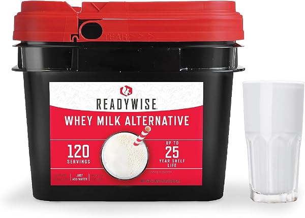 ReadyWise Whey Powdered Milk Alternative - 120 Servings Bucket, Emergency Food Supply, Protein Camping Meals, Survival Kit & Camping Essentials, Bug Out Bag Supplies, up to 25 Year Shelf Stable Life