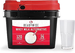 ReadyWise Whey Powdered Milk Alternative - 120 Servings Bucket, Emergency Food Supply, Protein Camping Meals, Survival Kit & Camping Essentials, Bug Out Bag Supplies, up to 25 Year Shelf Stable Life