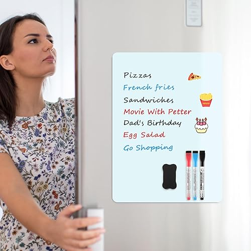 Vista 35 de MaxGear Pizarra blanca magnética de borrado en seco de 20 x 13 pulgadas para refrigerador, hoja de pizarra blanca para nevera de cocina, tablero