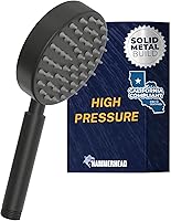 Vista 1 de HammerHead Showers® Cabezal de ducha de mano de metal sólido, negro mate, cabezales de ducha de bajo flujo de 1.75 GPM, varita rociadora de 4
