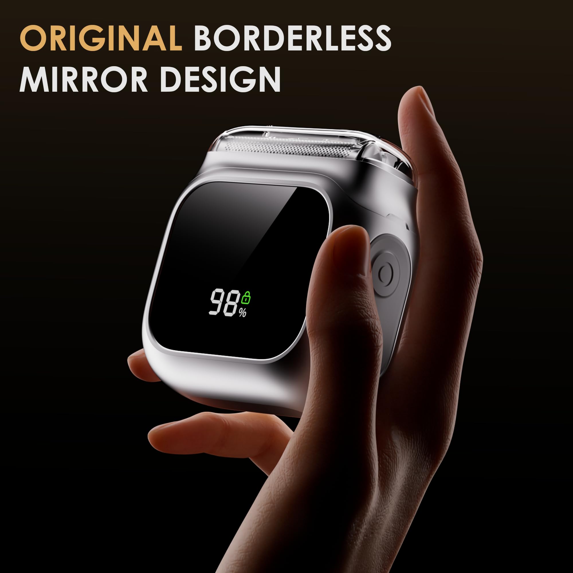 Rasoio elettrico da uomo, design innovativo a specchio, rasoio da uomo con motore da 20.000 giri/min, display a LED, 3 lame galleggianti, impermeabile IPX7, mini rasoi a lamina da uomo, perfetto per
