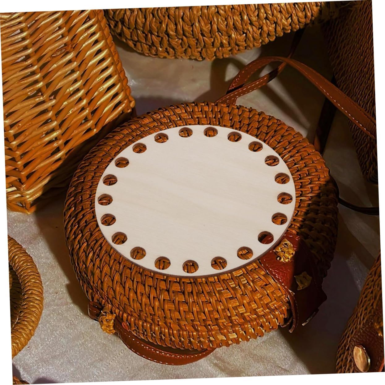 Crochet Basket Base Blank for Beginners 6pcs Wooden Craft