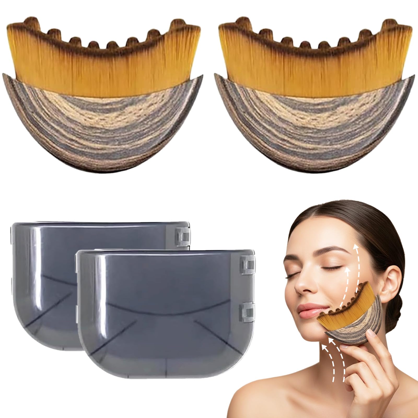 Photo 1 of 2PCS Lymphatic Contour Face Brush, Lymphatic Drainage Brush, Gentle Facial Sculpting for Jawline & Cheeks, Ergonomically Designed to Fit The Skin Precisely