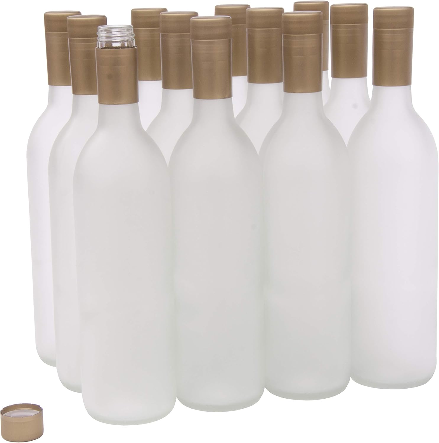 North Mountain Supply - B07ZG2KQ7M 750ml Glass Bordeaux Wine Bottles with Twist-N-Seal Capsules - Case of 12 (Frosted)