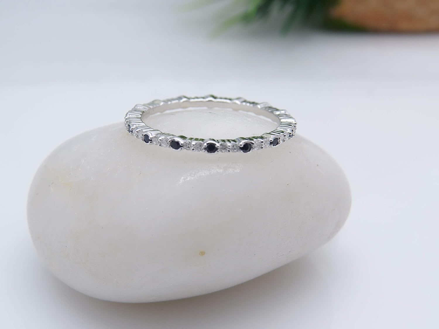 Dazzlingrock Collection Round Blue Sapphire & White Diamond Eternity Wedding Band for Women in Solid Gold - Image 5