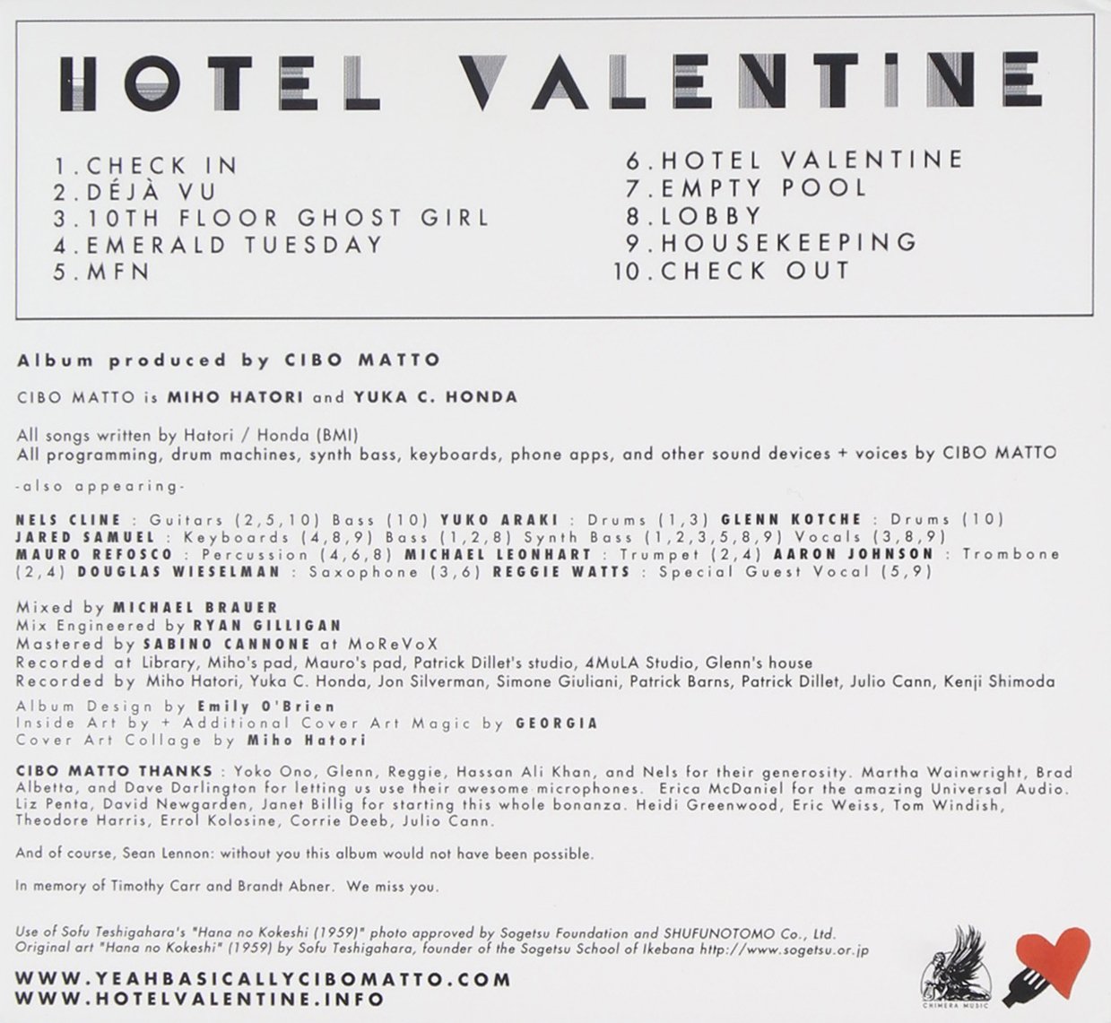Cibo Matto Miho Hatori Yuka Honda Yuko Araki Nels Cline Jared Samuel Michael Leonhart Mauro Refosco Glenn Kotche Reggie Watts ron Johnson Doug Wieselman Cibo Matto Hotel Valentine Amazon Com Music