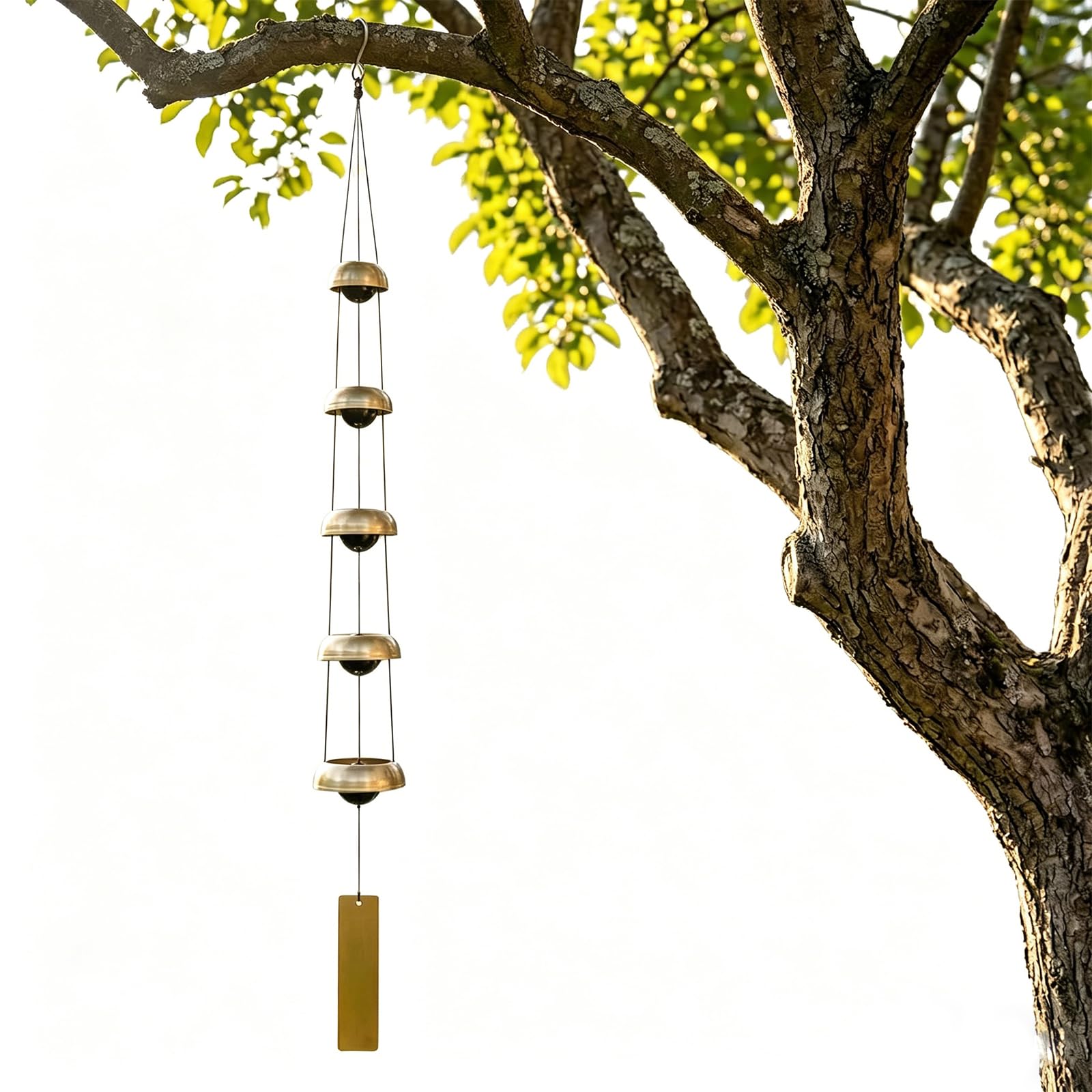 Carillon Feng Shui 5 cloches en laiton suspendu pour extérieur