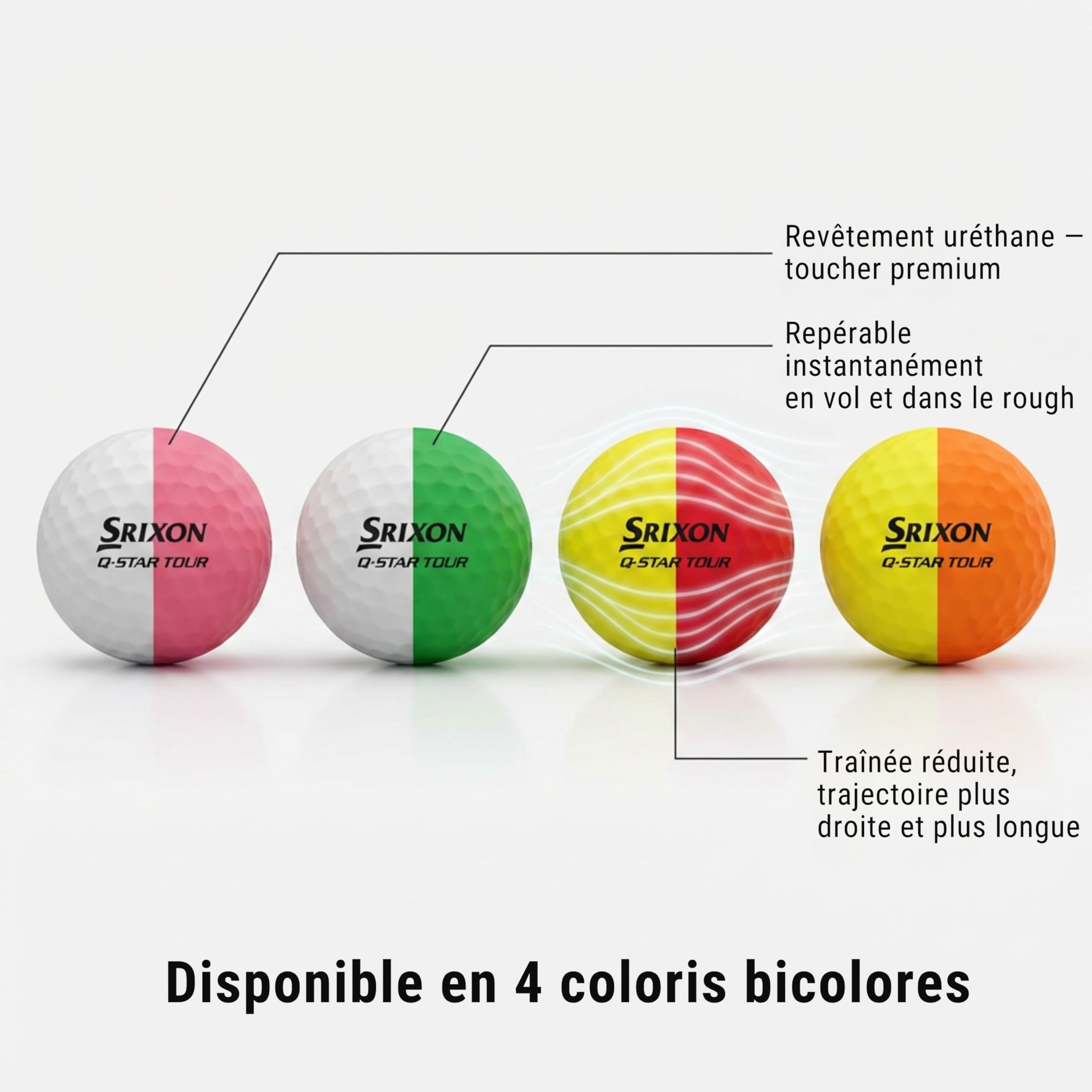Srixon Q-Star Divide 12 Balle de Golf qualité Tour - Parfaite pour Le Petit Jeux - Noyau FastLayer - Haute Compression de Balle
