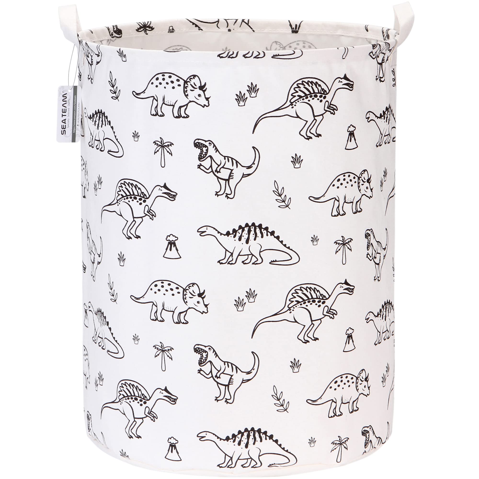 Sea Team 19.7 Inch Large Sized Waterproof Coating Ramie Cotton Fabric Folding Laundry Hamper Bucket Cylindric Burlap Canvas Storage Basket with Stylish Grid Pink Design — view 9