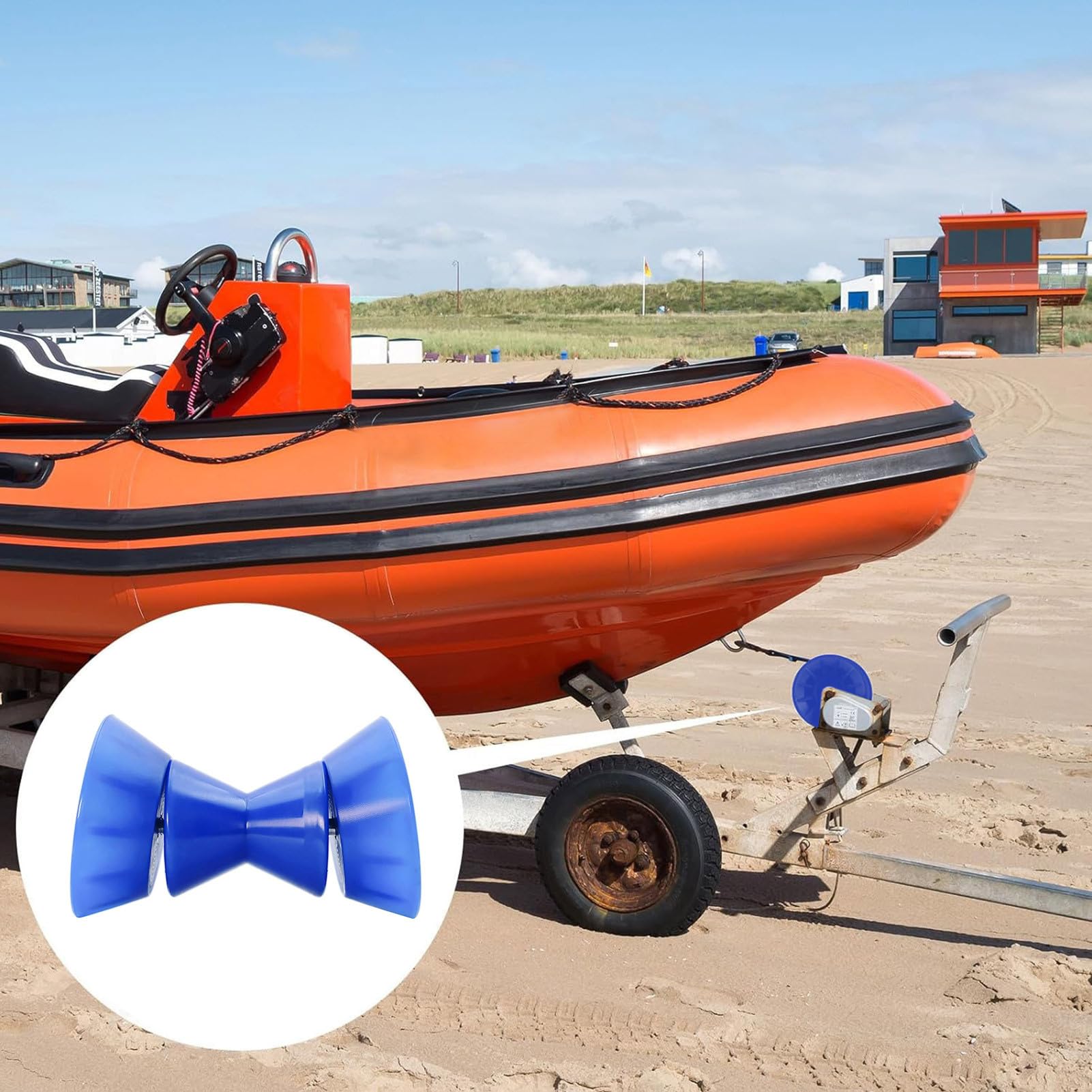 Rodillos de remolque para barcos – Rodillo delantero de remolque de barco que absorbe los golpes, rodillos de rampa de barco a prueba de óxido, piezas de remolque de barco para eje de 1/2 pulgada