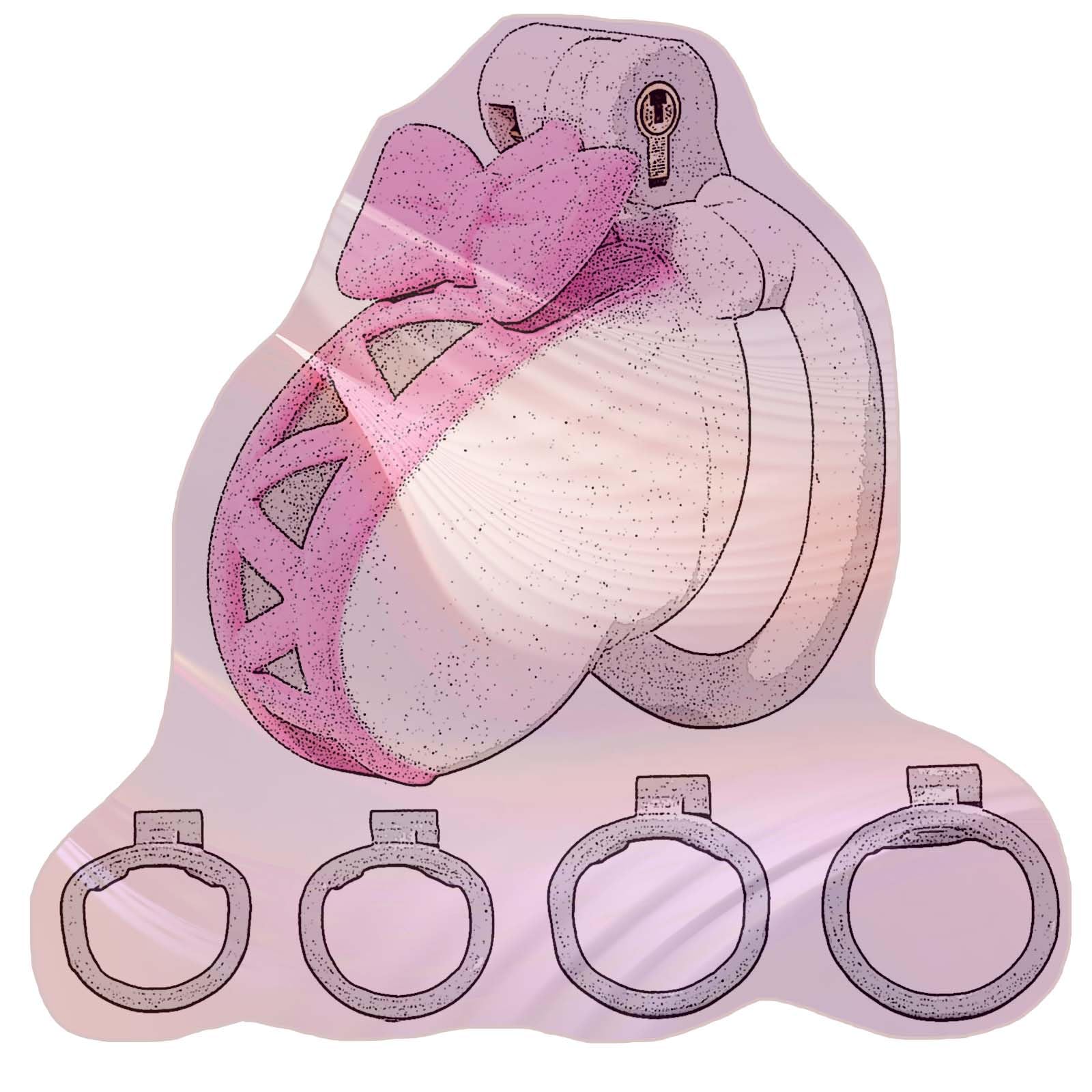Gabbia per allenamento fitness cava maschile con anelli di 4 misure, blocchi di colore rosa e bianco, set invisibile leggero e traspirante -A84IT