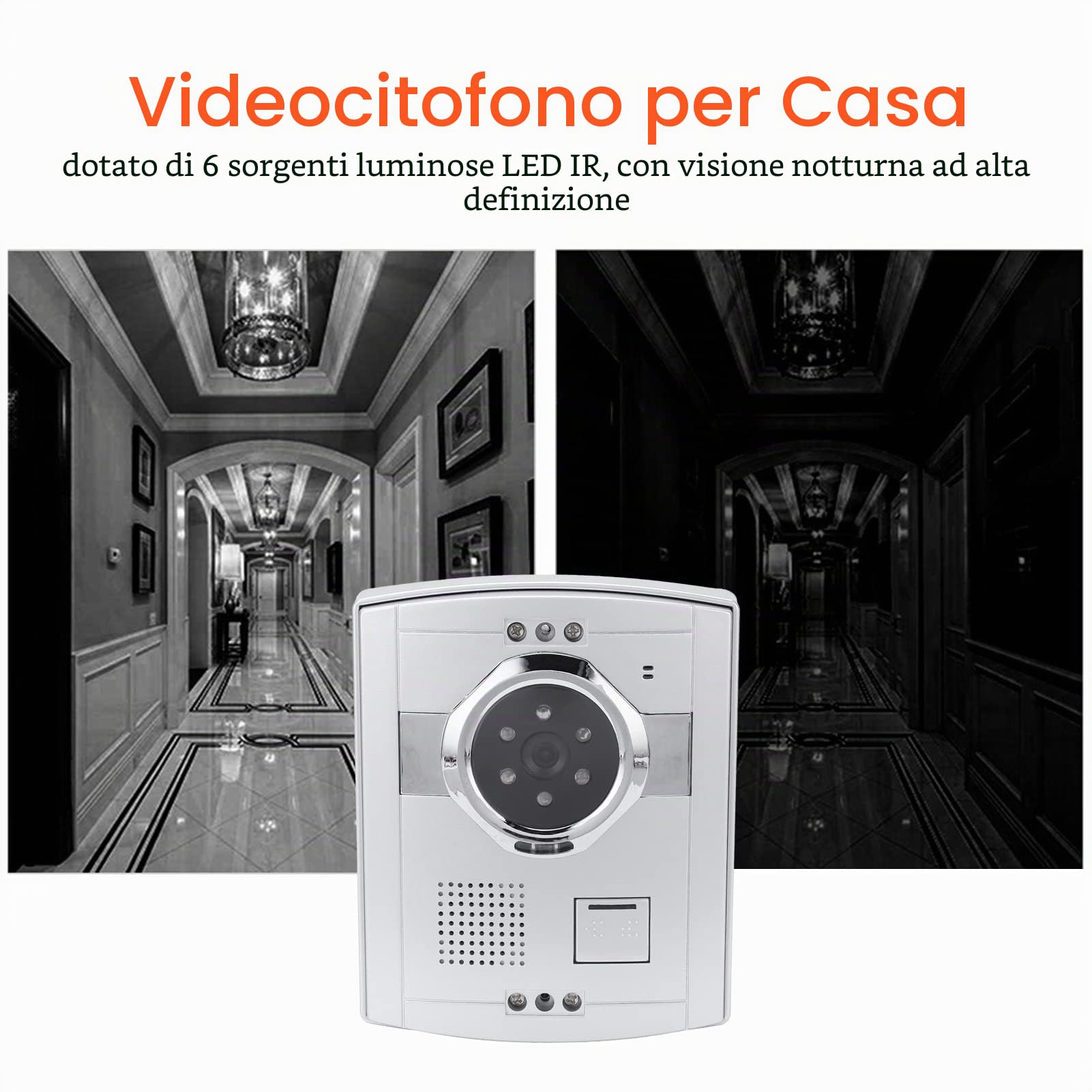 Videocitofono Cablato, Videocamera Campanello con Monitor TFT 7 Pollici, 16 Suonerie, Visione Notturna, Audio a 2 Vie, Visore Digitale di Facile Installazione per Uffici, Ville, Appartamenti(#1)
