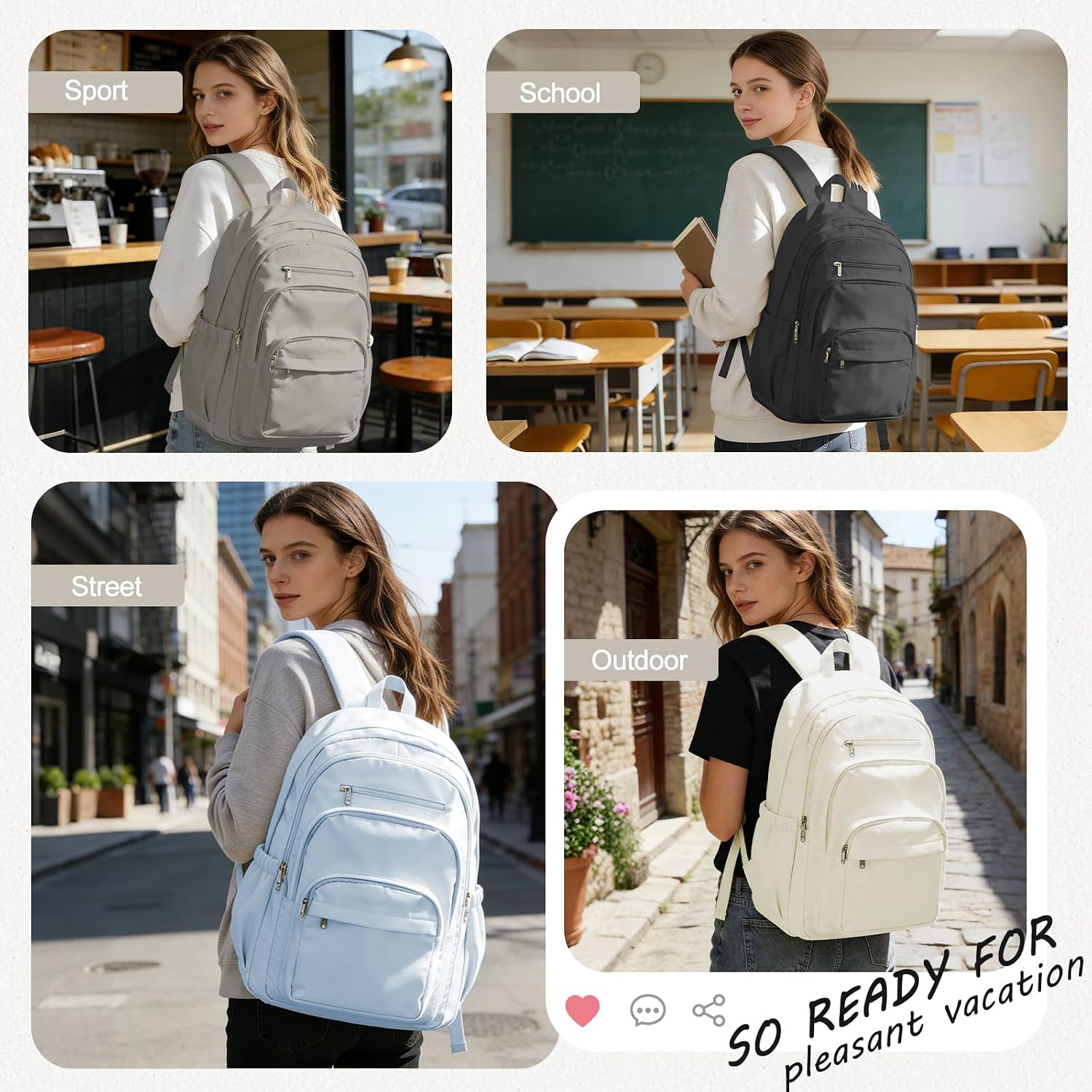 College Backpack For Women Men,Lightweight High School Bag,School Backpack With Lots Of Pockets,Cute Bookbag For Teens Boys Girls,Casual Daypack Backpack For School(Gray Brown)