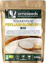 Psyllium Blond Bio | Téguments Purs 99% | 88% de Fibres, Transit, Sans gluten | Qualité Supérieure… (Psyllium 200G)