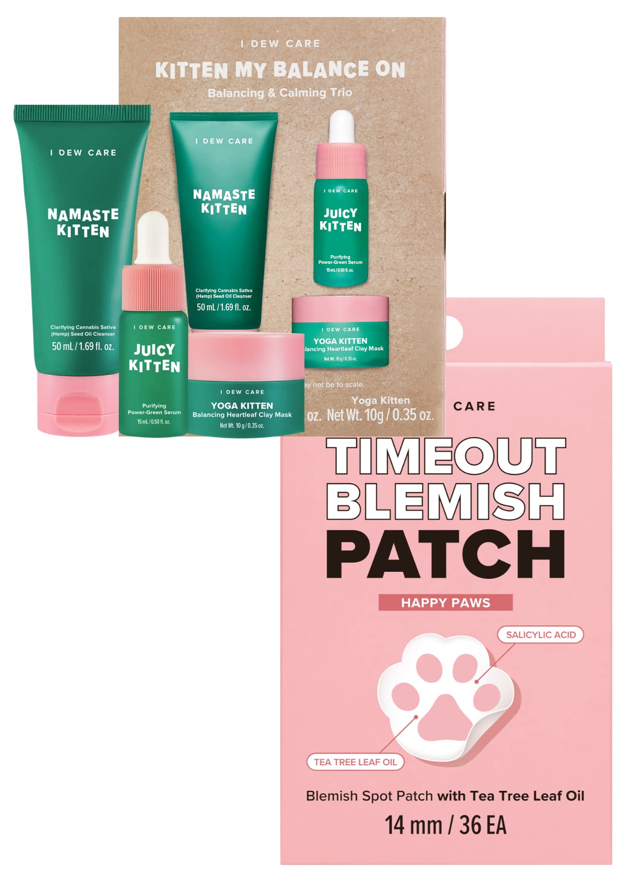 I DEW CARE Hydrocolloid Acne Pimple Patch - Timeout Blemish Happy Paws 36 Count Skin Care Set -