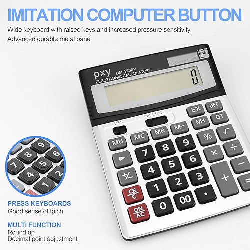 Miniatura 5 de Calculadora de escritorio grande, cómoda al tacto con botones grandes, batería de alimentación bidireccional PXY y calculadoras de oficina con