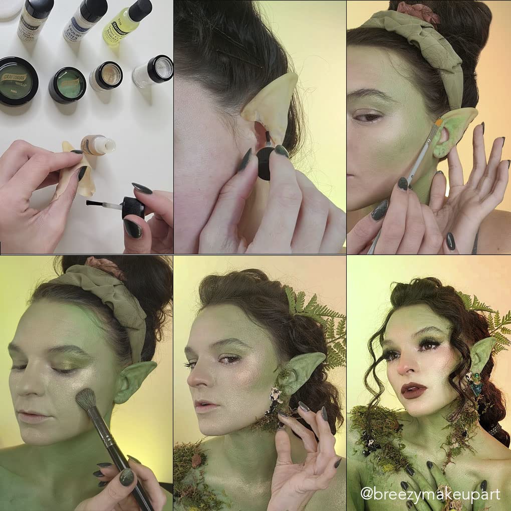 Graftobian Forest Nymph Complete Makeup Kit - Elf Ears with Spirit Gum Adhesive, Luster Face & Elven Body Colors - for Cosplay, Halloween Costumes, & Theater - Full Color Instructions