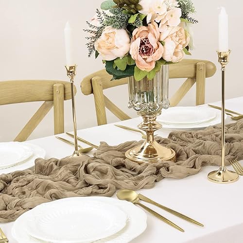 Miniatura 6 de Camino de mesa nude con estopilla de 14 pies, camino de mesa de granja de 160 pulgadas, decoración de mesa de otoño, comedor, centro de mesa, boda,