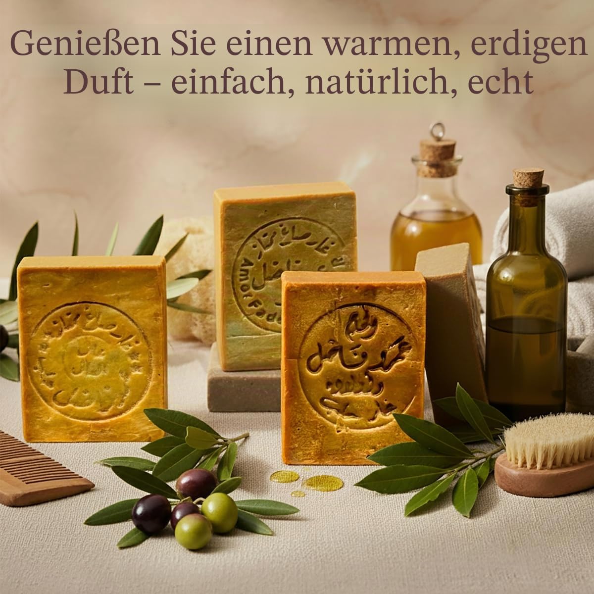 Aleppo Seife Original, 40% Lorbeeröl, 6x ca. 200g | Deluxe, Olivenölseife, 60% Olivenöl, Naturseife, Kernseife, handgemacht, plastikfrei verpackt