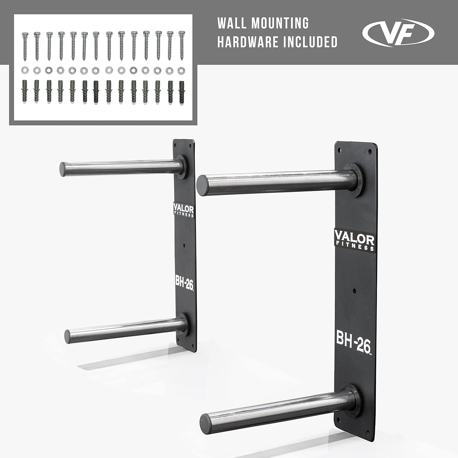 Valor Fitness Wall Mounted Weight Plate Storage Holder/Rack for Bumper Plates and Olympic Weight Plates