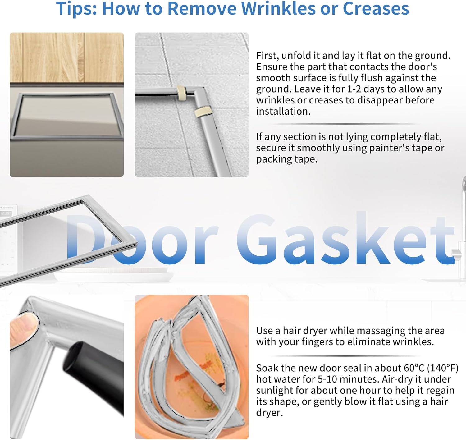 5304537408 Refrigerator Freezer Door Gasket Replacement For Frigidaire Electrolux Kenmore Fridge Door Seal Gasket Replaces Part 241778308, 5304501270, 5304502761, 5304502762