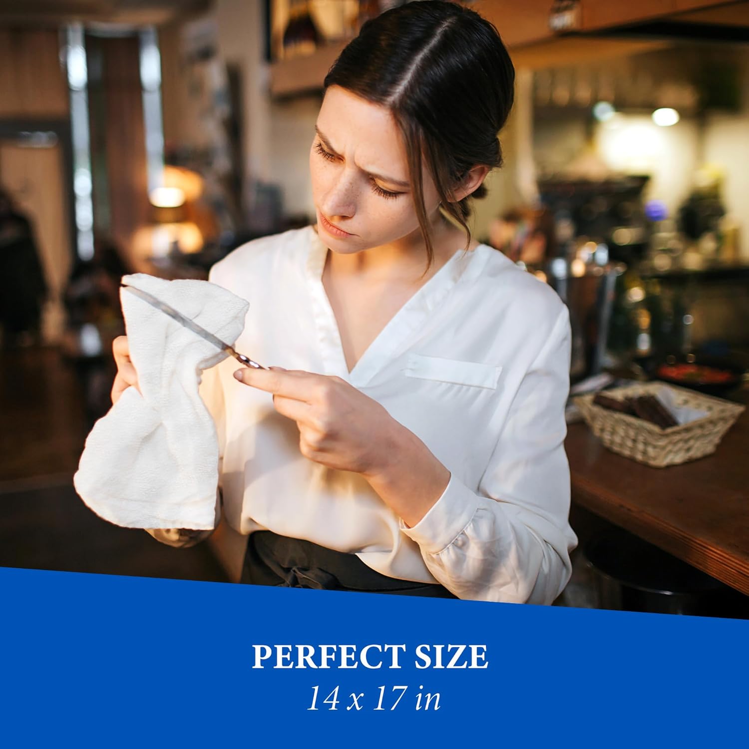 GREEN LIFESTYLE Terry Bar Mops 14" x 17" 12 Pack - Cotton Bar Towels, Kitchen Towels, Cleaning Rags, Absorbent Terry Cloth Towels for Restaurant, Bar, Kitchen and Home Use (White)