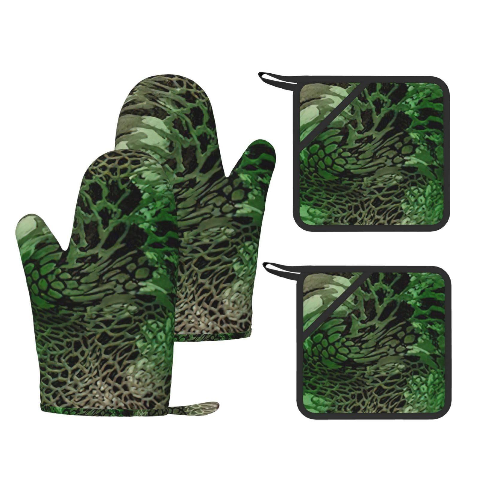 Eviter les brûlures de four avec les gants résistants chaleur vert serpent