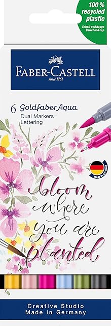 Faber-Castell Goldfaber Aqua Dual Marker - Wallet of 6 - Lettering, Multi, 164524