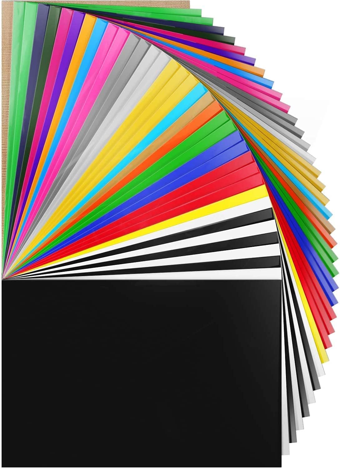 HTV Heat Transfer Vinyl Bundle 37Pack 12" x 10" Vinyl Sheets,Iron On Vinyl for Cricut & Heat Press Machine,More Than 20 Assorted Colors for DIY Fabrics T-Shirts