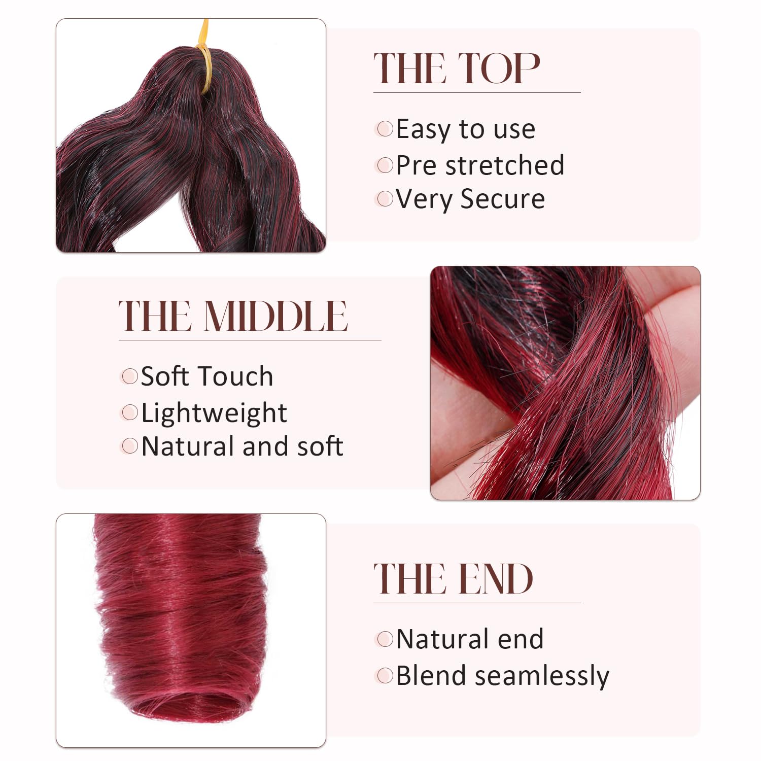 S-noilite French Curl Braiding Hair 24 inch 3 Pack Loose Wavy Spiral Curly Crochet Hair Deep Wave Synthetic Extensions for Braiding Pre Stretched Bouncy Braiding Hair - Image 4