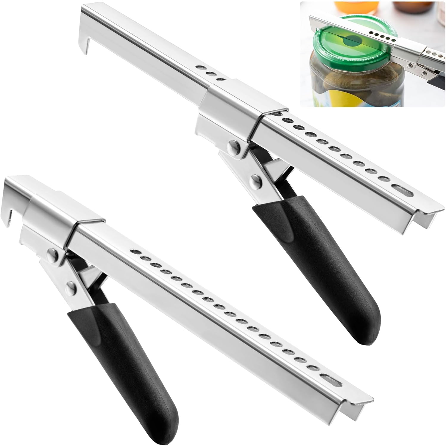 Dreyoo 2 Pack Adjustable Jar Can Opener, Multifunctional Stainless Steel Can Opener with Jar Gripper, Comfortable Grip Jar Lid Opener for Weak Hands, Seniors Arthritis, Kids Openers, 7.5 Inch Dreyoo 2 Pack Adjustable Jar Can Opener, Multifunctional Stainless Steel Can Opener with Jar Gripper, Comfortable Grip Jar Lid Opener for Weak Hands, Seniors Arthritis, Kids Openers, 7.5 Inch