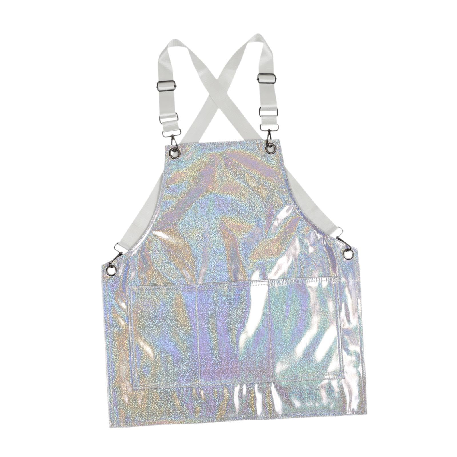 Gralara Delantal de Chef Delantal de Trabajo con Bolsillos Delantal con Peto Delantal de Cocina de Material PU con Correas Anchas Y Ajuste Cómodo Adecuado Par