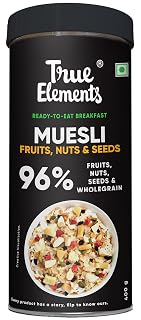 True Elements Muesli Fruits, Nuts & Seeds 400gm - Breakfast Cereal | Pure Wholegrain | Muesli with Freeze Dried Fruits