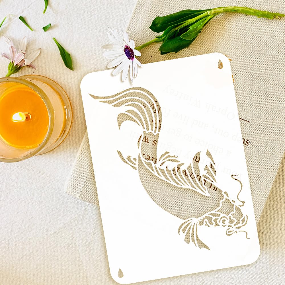 FINGERINSPIRE 4PCS Layered Koi Fish Stencils for Painting 21x29.7cm Large Reusable Drawing Templates Animal Theme for Wood Fabric - Image 3