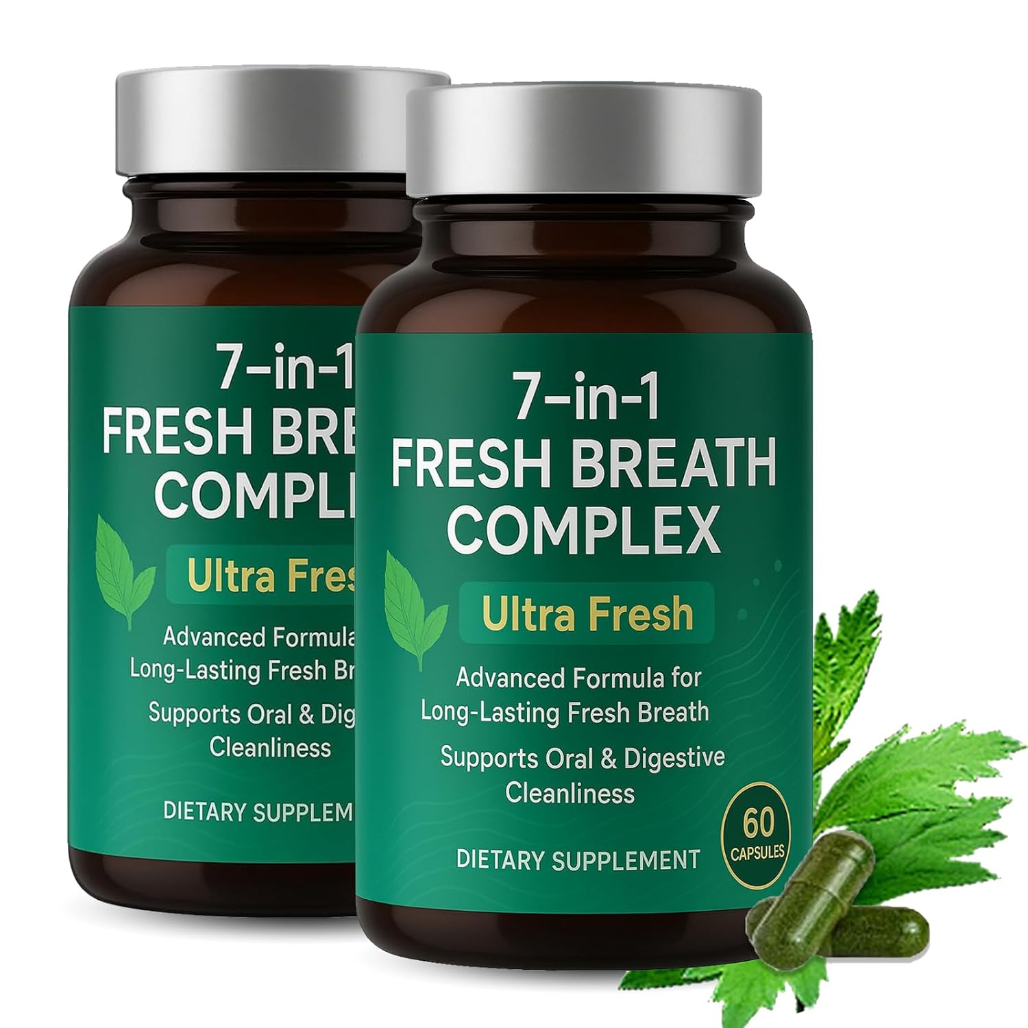 Fresh Breath Capsules, Breath Freshener 7 in 1 Powerful Solution With Chlorophyllin, Mint Extract, Magnesium Citrate & Probiotic Blend, Eliminate Bad Breath From The Inside Out (2)