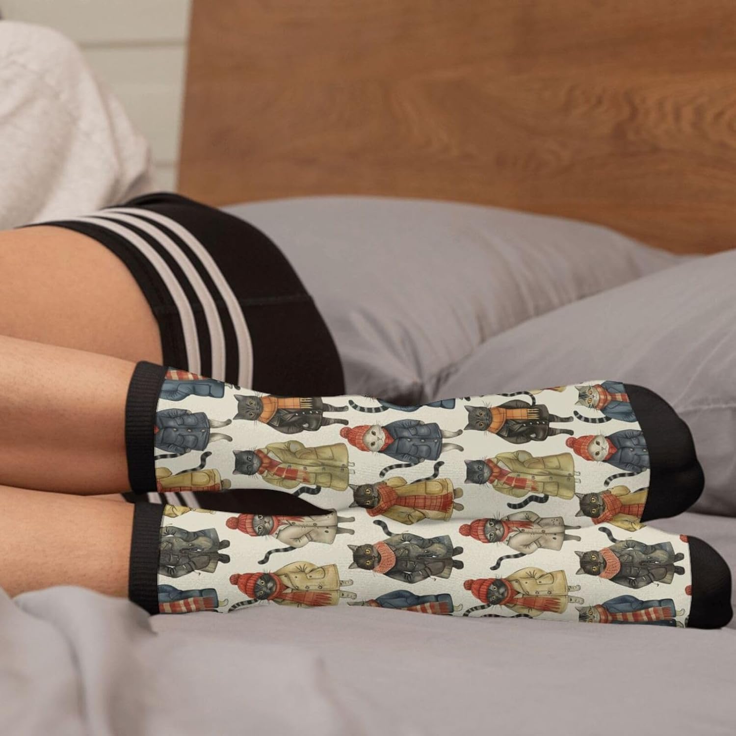 Forest Black Cat Crew Socks Mid Calf Dress Socks Casual Long Tube Socks For Men Women Boy Girl - Image 4