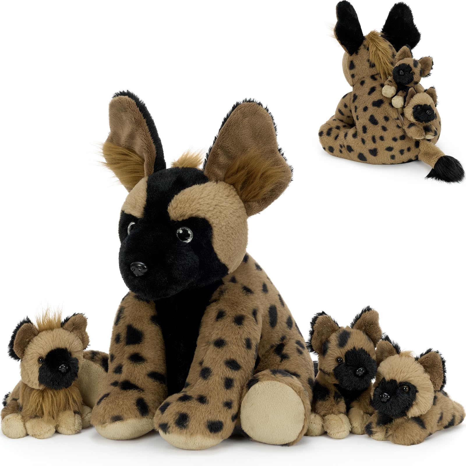 MorisMos African Wild Dog Mommy Plush with Babies