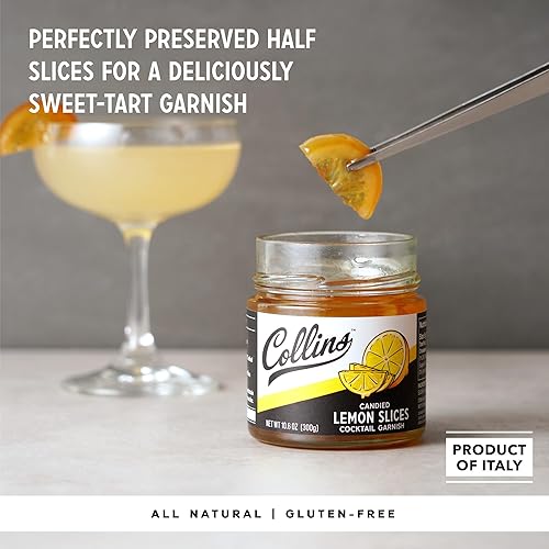 Miniatura 2 de Collins - Rebanadas de limón confitado en almíbar, rebanadas de fruta confitada, accesorios de bebida para cóctel, fiesta, guarnición de bebida de