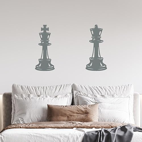 Miniatura 4 de Vinilo adhesivo de pared piezas de ajedrez Queen King Dormitorio Ideas Pegatinas Decoración grande (ig4743) Negro