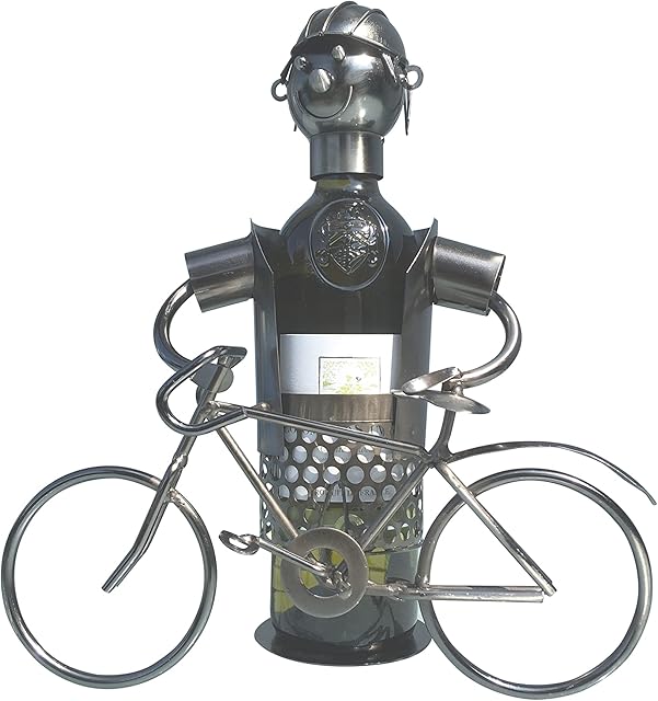 eXODA metal wine bottle holder cyclist bicycle ornate decorative