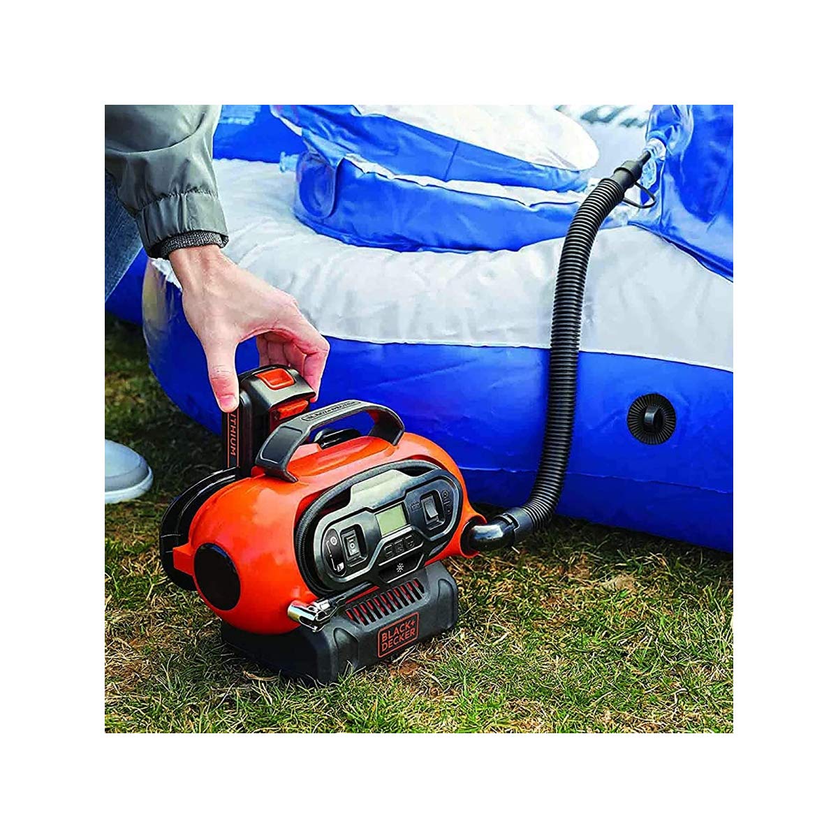 BLACK+DECKER BDCINF18N-QS Compresor de aire 160 PSI corriente CA CC 230V 12V y corriente CC para Baterias 18 V