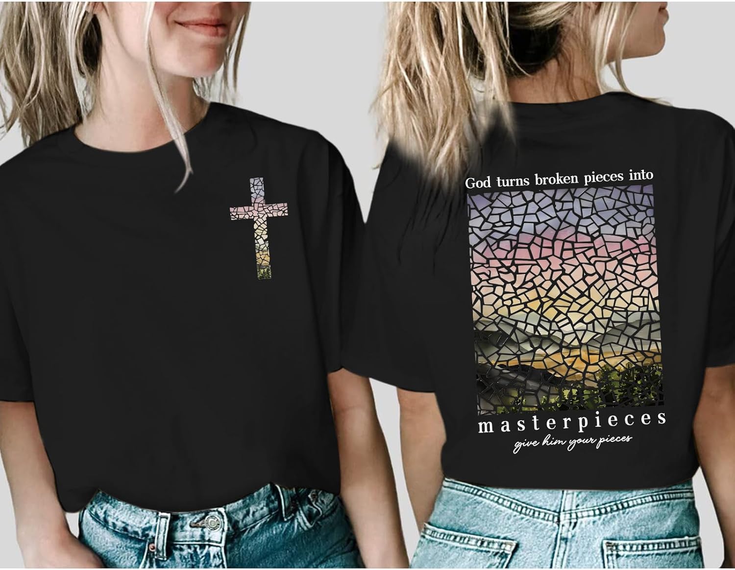 Christian Jesus Shirts for Women Faith God Shirt Inspirational Graphic Tees Religious Bible Verse Tshirt Cross Tops - Image 2
