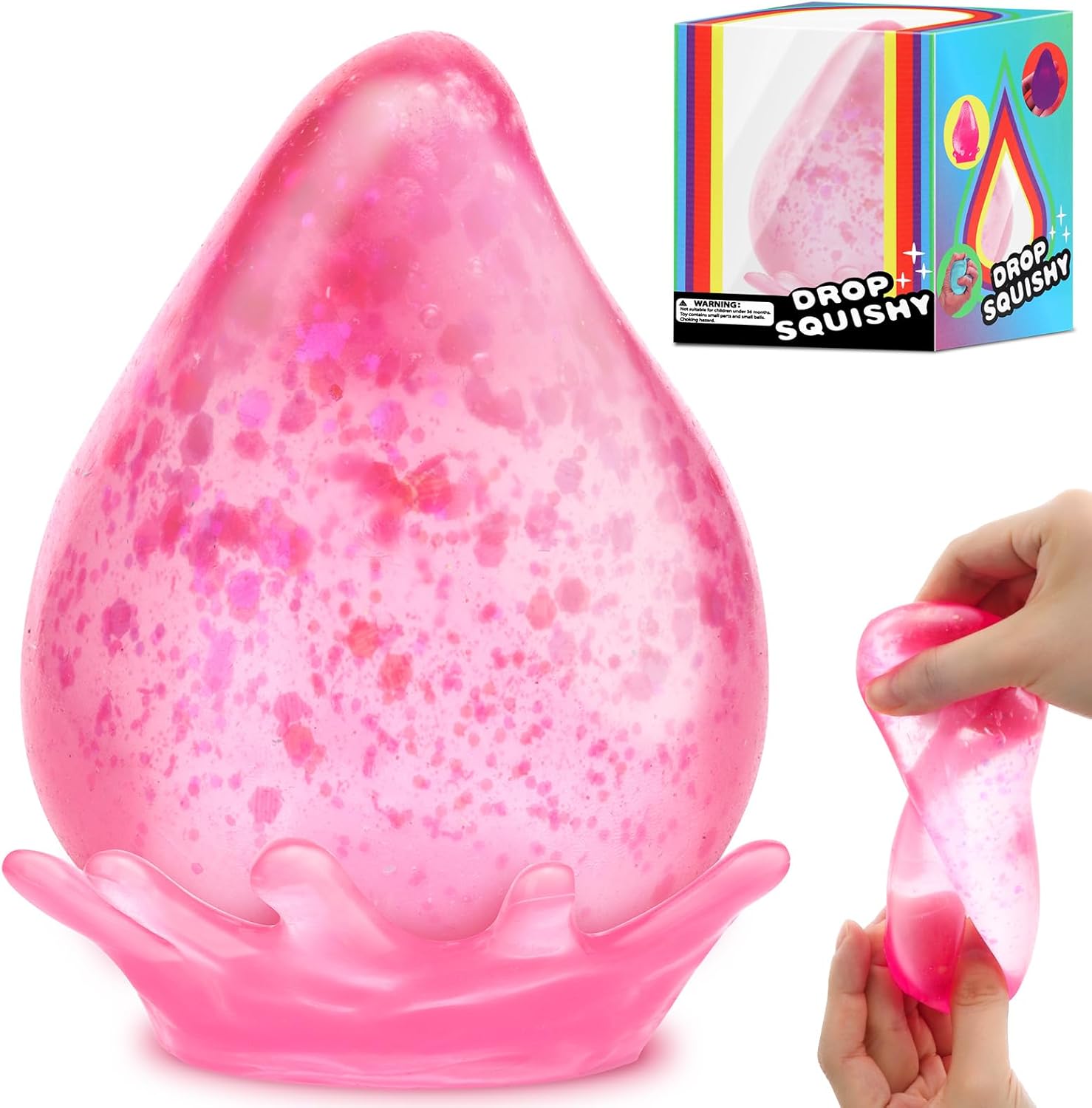 Fidget Toys Stress Cube for All Ages: Cube Squishies Anxiety Stress Relief, Ice Squishy Drop Malt Sugar Balls, Soft Sensory Calming Toys for Kids, Teens and Adults Party Favors, Pink